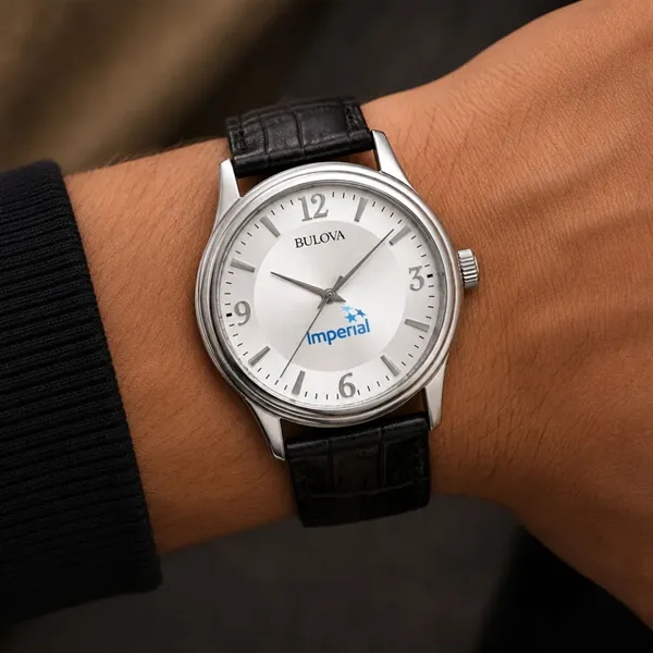 Bulova® Men's Leather Strap Watch