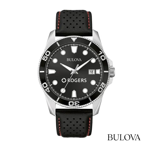Bulova® Men's Leather Strap Watch w/Date