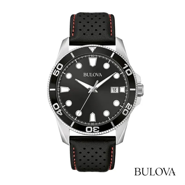 Bulova® Men's Leather Strap Watch w/Date