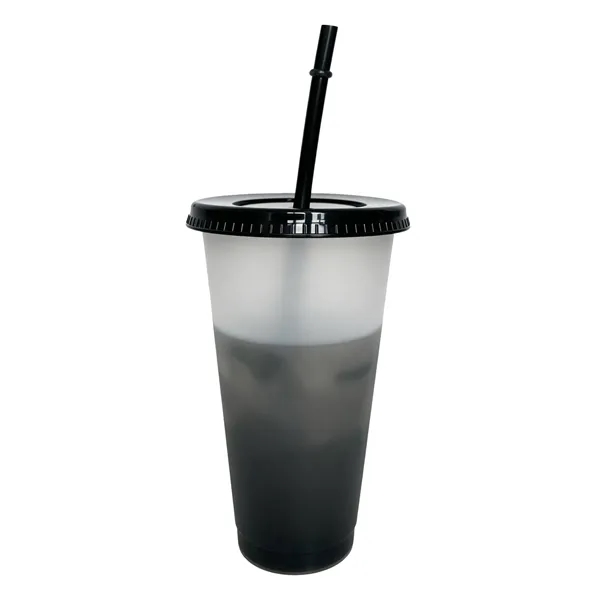 24Oz BPA Free Color Changing Stadium Cup W/ Lid & Straw