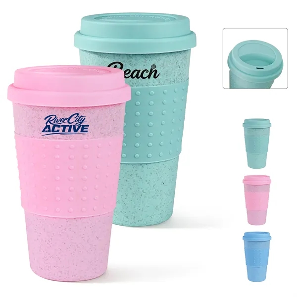BPA Free 12Oz Reusable Wheat Straw Travel Cup W/ Lid