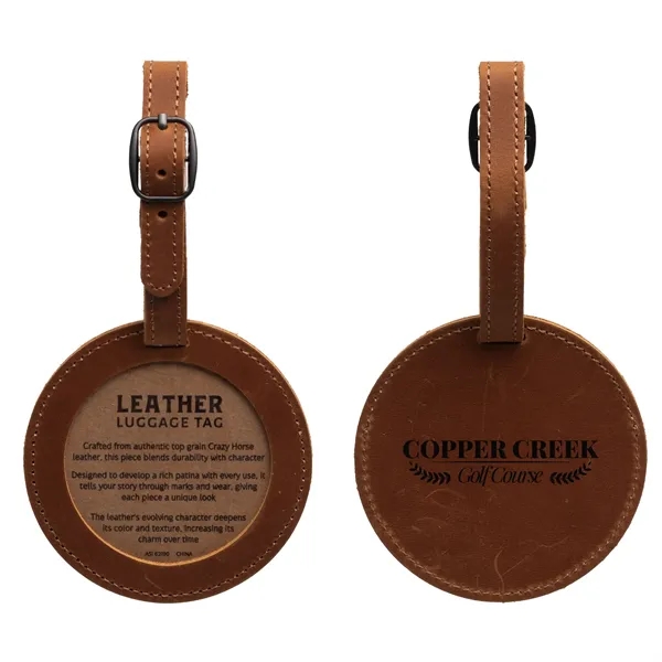 Round Leather Luggage Tag
