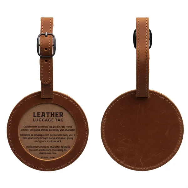 Round Leather Luggage Tag