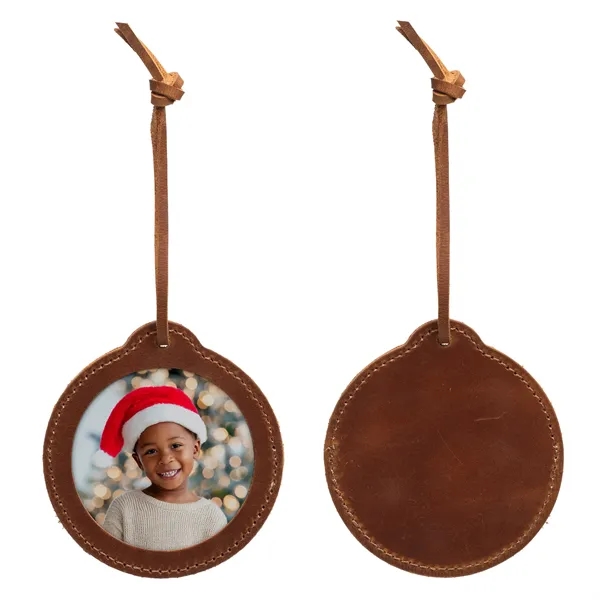 Leather Photo Holiday Christmas Tree Ornament