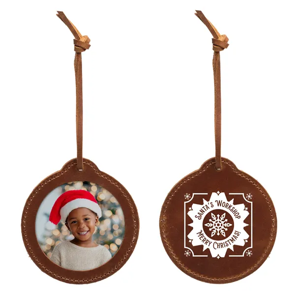 Leather Photo Holiday Christmas Tree Ornament