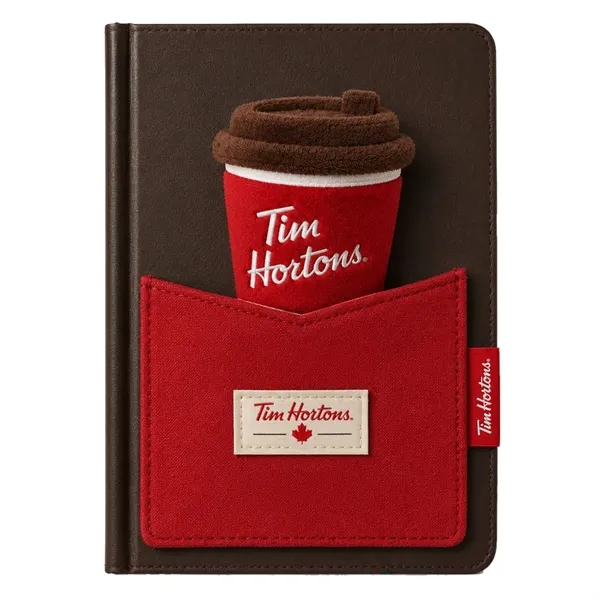 Hardcover Notebook with Custom Front Pocket and Stuffy Toy