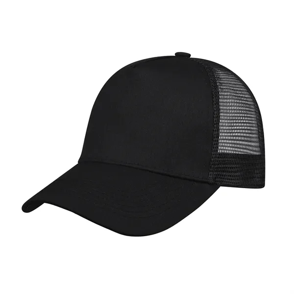 5 Panel Structured Snapback Trucker Cap W/ Mesh Back