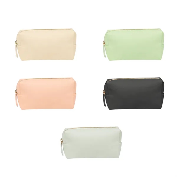 Portable PU Leather Zipper Cosmetic Pouch Makeup Bag