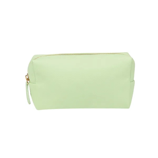 Portable PU Leather Zipper Cosmetic Pouch Makeup Bag