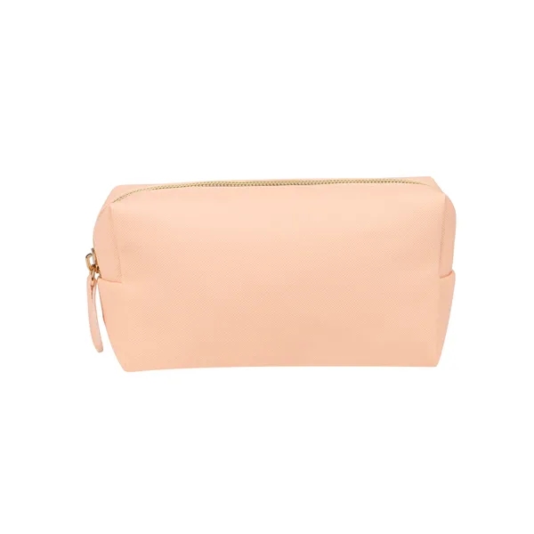 Portable PU Leather Zipper Cosmetic Pouch Makeup Bag