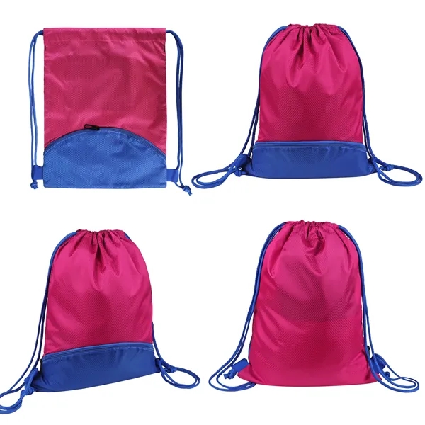 Two Tone Large Sports Drawstring Backpack Bag
