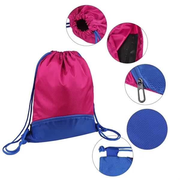 Two Tone Large Sports Drawstring Backpack Bag