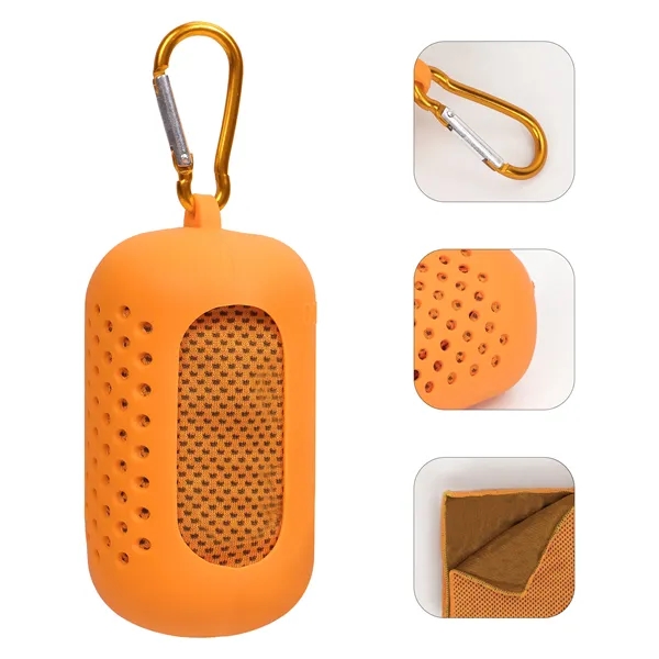Mini Portable Sport Cooling Towel W/ Carabiner Case
