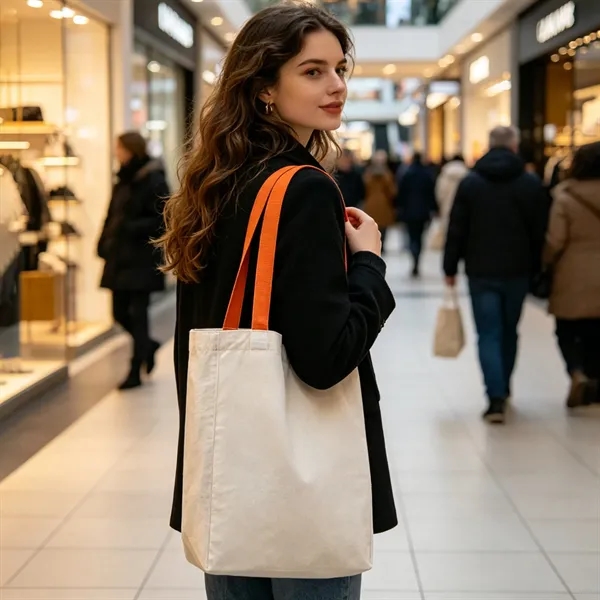 5Oz Cotton Canvas Grocery Tote Bag W/ Gusset