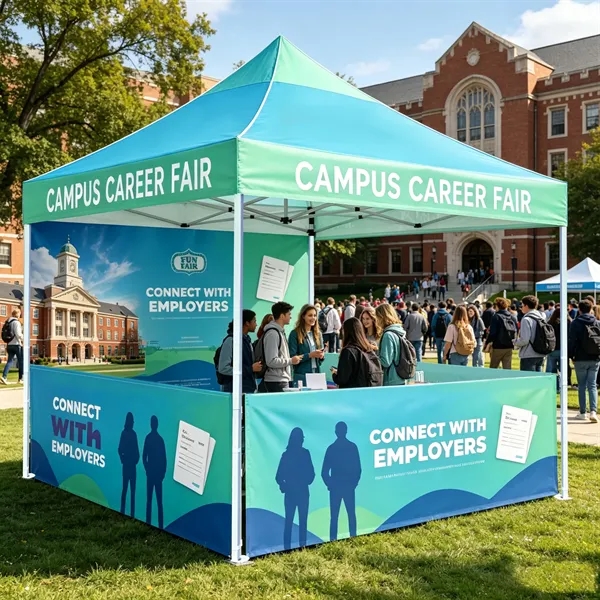 10'x10' Full Color Canopy Tent W/ Back & Two Half Walls