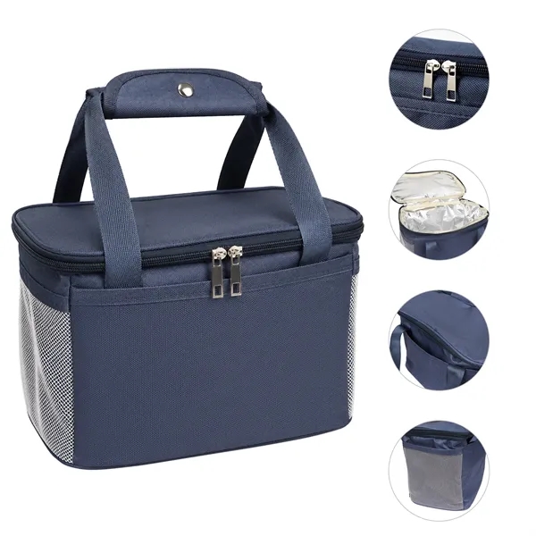 Portable Oxford Insulated Cooler Lunch Bag W/ Mesh Pocket