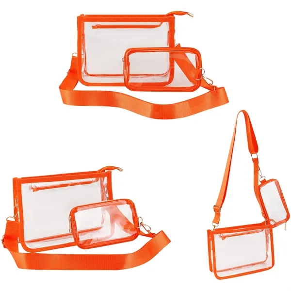 Security Clear PVC Crossbody Bag W/ Separate Pouch