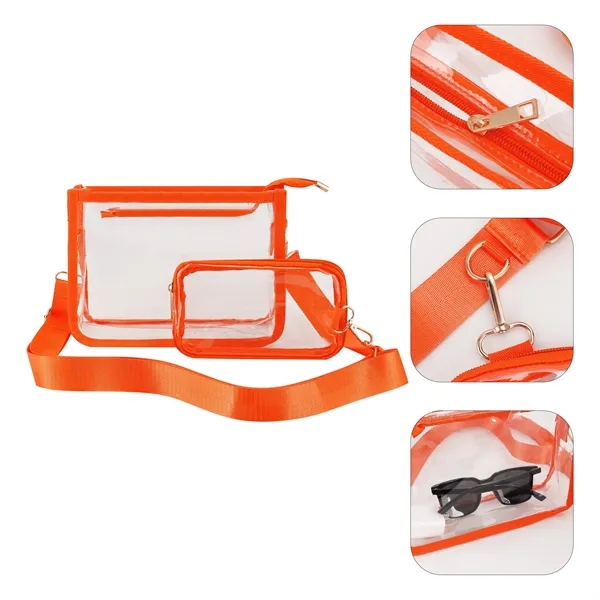 Security Clear PVC Crossbody Bag W/ Separate Pouch