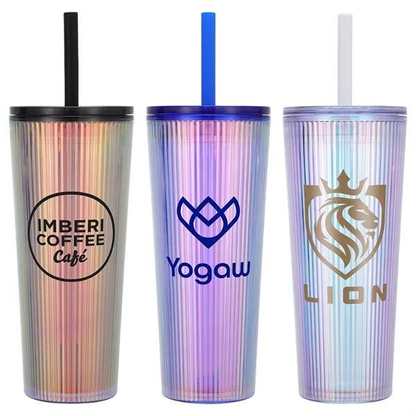 Pyramid 22 oz Recycled Iridescent Silicone Straw Tumbler