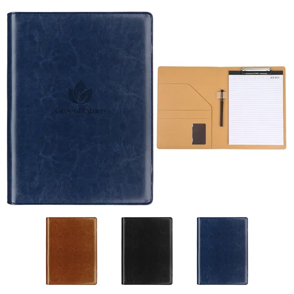 PU Leather Business Portfolio Folder W/ Clipboard & Pen
