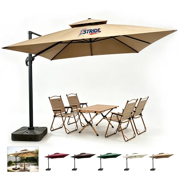 8.2'x8.5' Cantilever Patio Umbrella W/ Base & Hand Crank