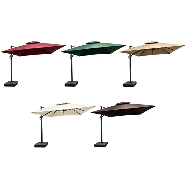 8.2'x8.5' Cantilever Patio Umbrella W/ Base & Hand Crank