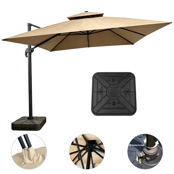 8.2'x8.5' Cantilever Patio Umbrella W/ Base & Hand Crank