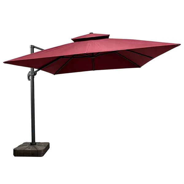 8.2'x8.5' Cantilever Patio Umbrella W/ Base & Hand Crank