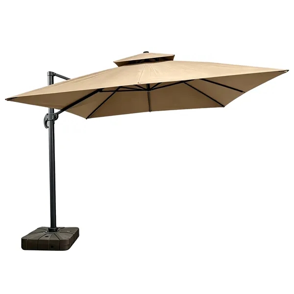 8.2'x8.5' Cantilever Patio Umbrella W/ Base & Hand Crank