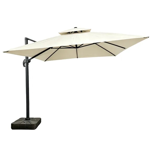 8.2'x8.5' Cantilever Patio Umbrella W/ Base & Hand Crank