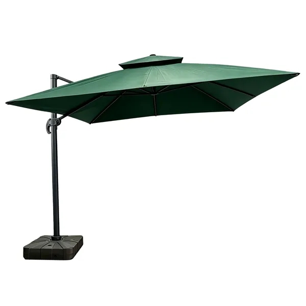 8.2'x8.5' Cantilever Patio Umbrella W/ Base & Hand Crank