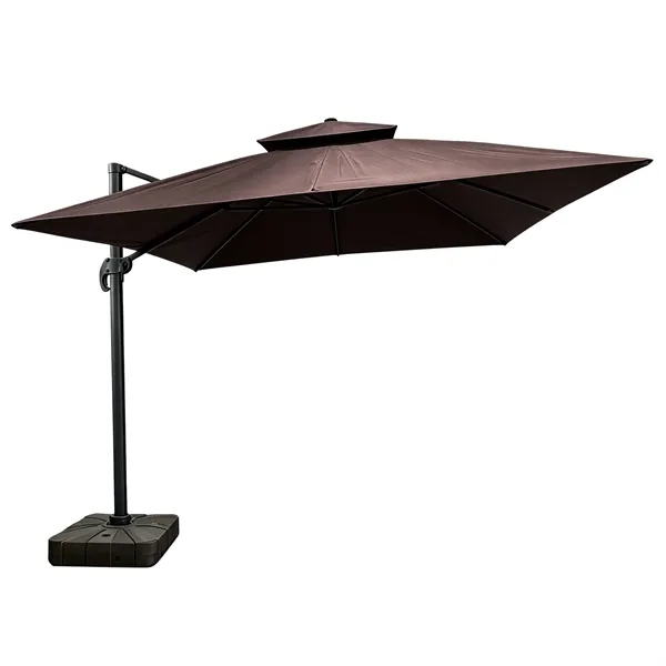 8.2'x8.5' Cantilever Patio Umbrella W/ Base & Hand Crank