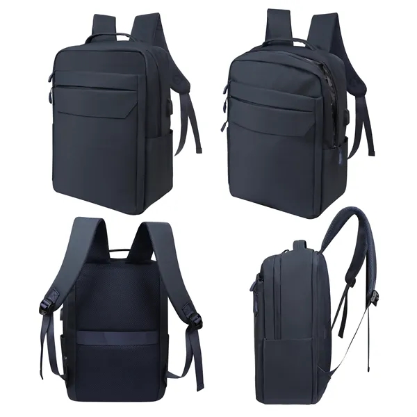 Expandable Leather Travel Laptop Backpack W/ Charging Port