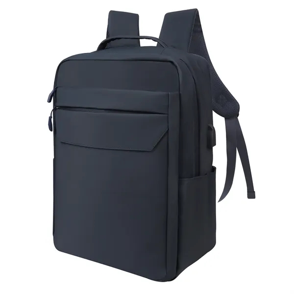 Expandable Leather Travel Laptop Backpack W/ Charging Port