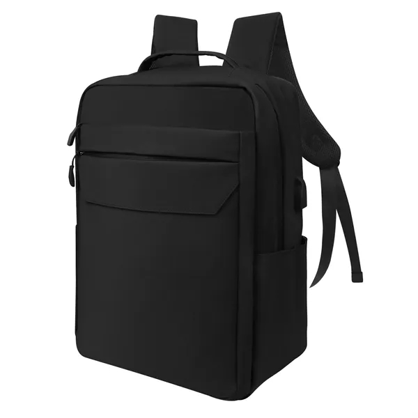 Expandable Leather Travel Laptop Backpack W/ Charging Port
