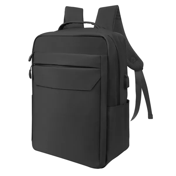 Expandable Leather Travel Laptop Backpack W/ Charging Port