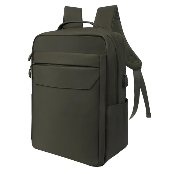 Expandable Leather Travel Laptop Backpack W/ Charging Port