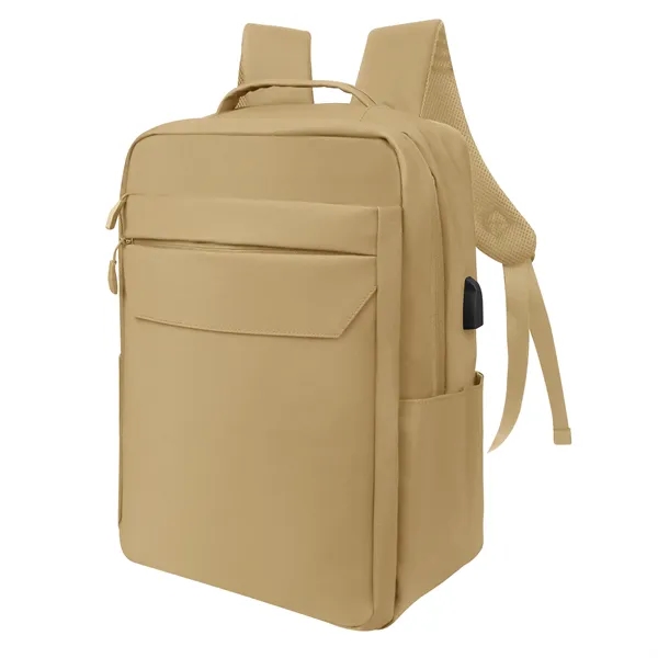 Expandable Leather Travel Laptop Backpack W/ Charging Port