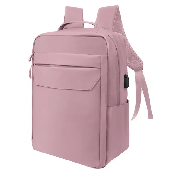 Expandable Leather Travel Laptop Backpack W/ Charging Port