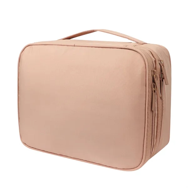 Portable Double Layer Travel Makeup Bag W/ Handle