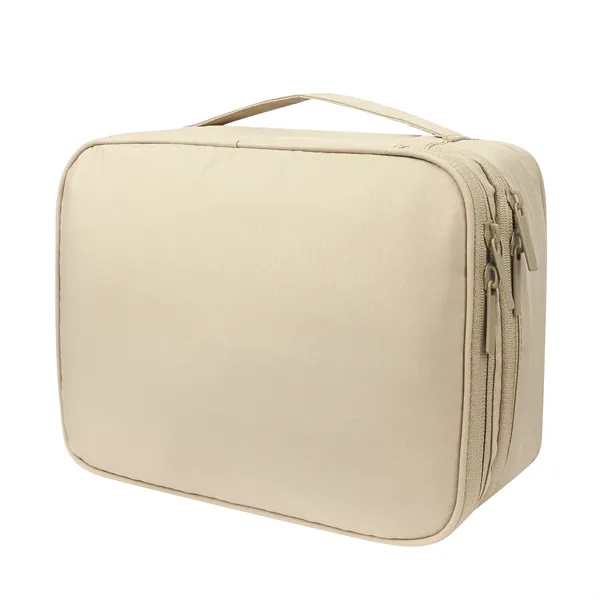 Portable Double Layer Travel Makeup Bag W/ Handle