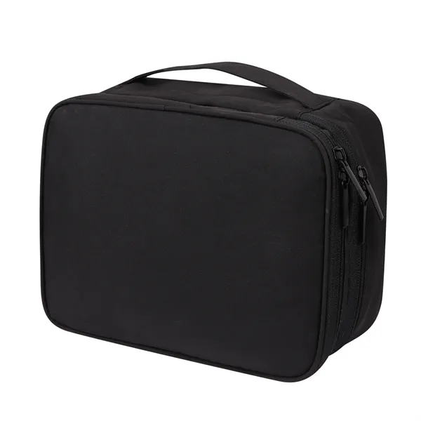 Portable Double Layer Travel Makeup Bag W/ Handle