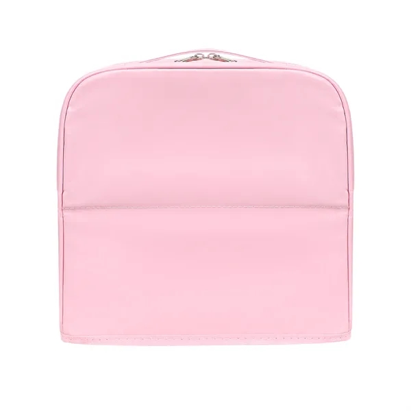 Large Opening PU Leather Travel Makeup Bag W/ Handle