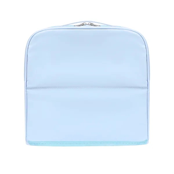 Large Opening PU Leather Travel Makeup Bag W/ Handle