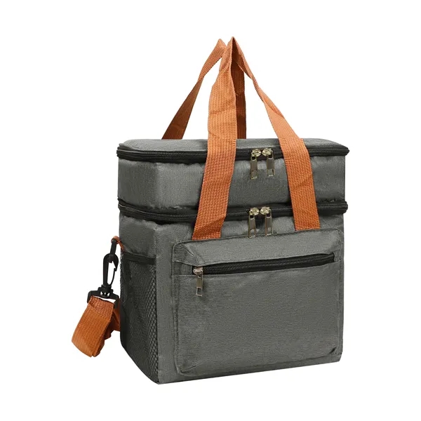 Double Layer Insulated Lunch Cooler Bag W/ Shoulder Strap