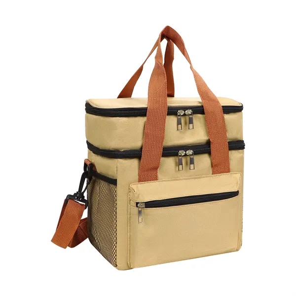 Double Layer Insulated Lunch Cooler Bag W/ Shoulder Strap