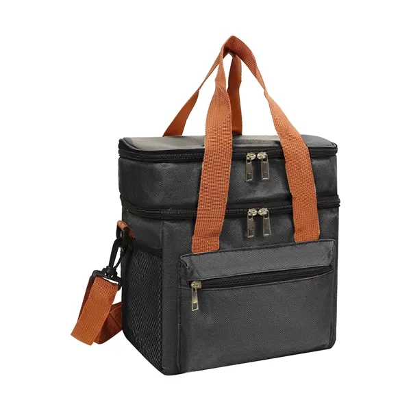 Double Layer Insulated Lunch Cooler Bag W/ Shoulder Strap