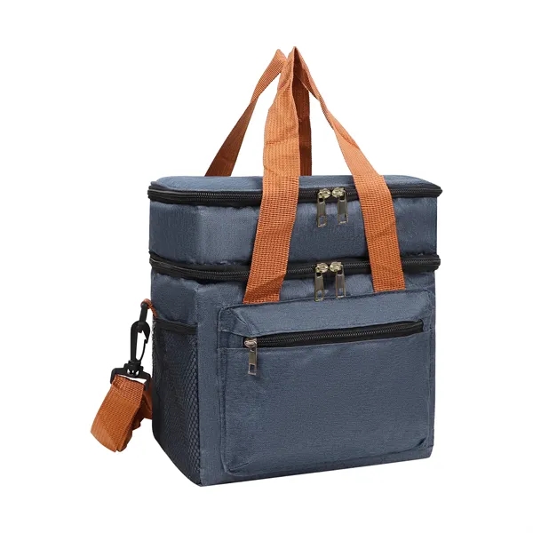 Double Layer Insulated Lunch Cooler Bag W/ Shoulder Strap