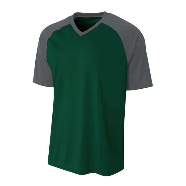 A4 Youth Polyester V-Neck Strike Jersey with Contrast Sle... - A4 Youth Polyester V-Neck Strike Jersey with Contrast Sle... - Image 3 of 31