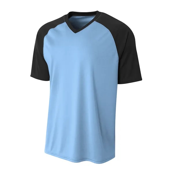 A4 Youth Polyester V-Neck Strike Jersey with Contrast Sle... - A4 Youth Polyester V-Neck Strike Jersey with Contrast Sle... - Image 9 of 31